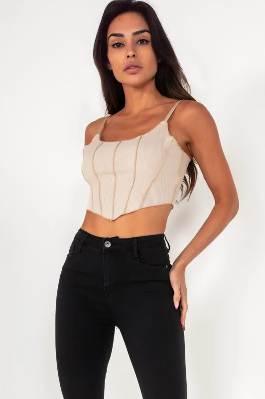 Izabella Nude Sleeveless Crop top sold by Va Va Voom