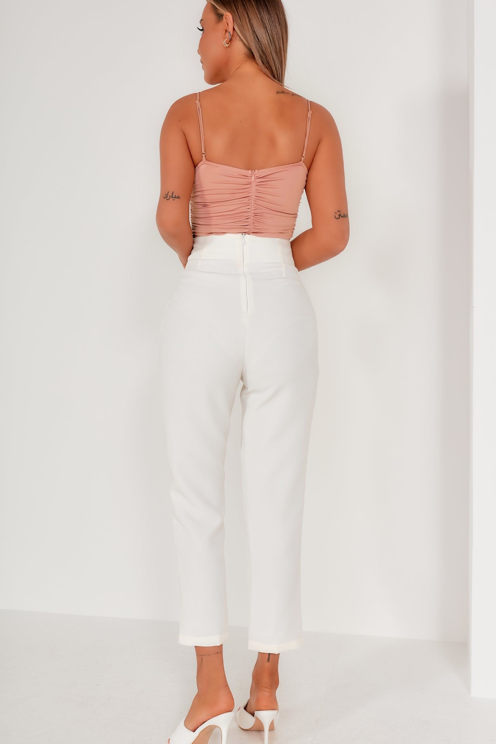 Nola White High Waist Trousers sold by Va Va Voom product image thumbnail 2
