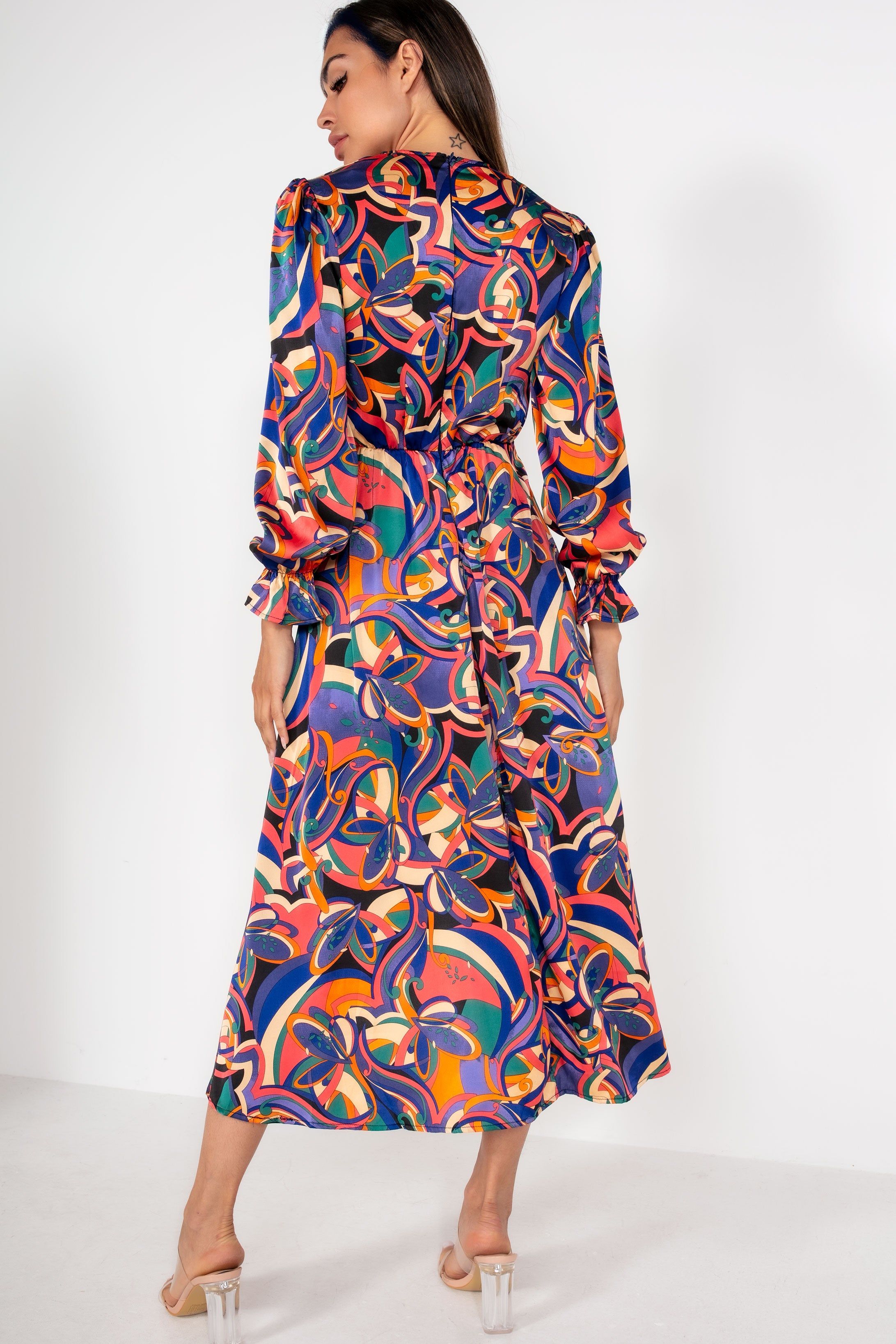 AX Paris Elise Multi Satin Printed Midi Dress sold by Va Va Voom product image thumbnail 2