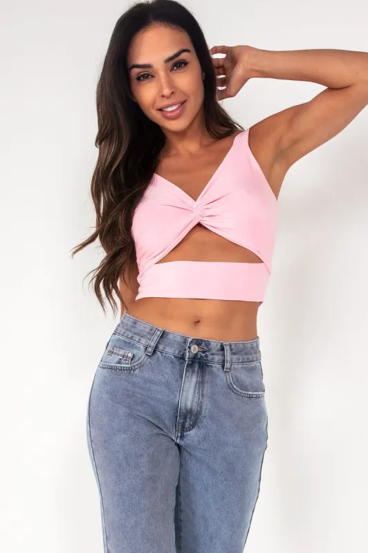 Taylor Pink Cut Out Crop Top sold by Va Va Voom