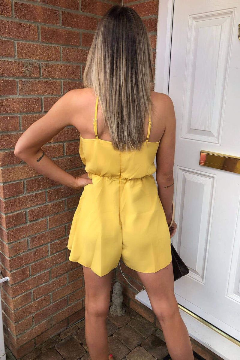 AX Paris Betha Yellow High Neck Playsuit sold by Va Va Voom product image thumbnail 2