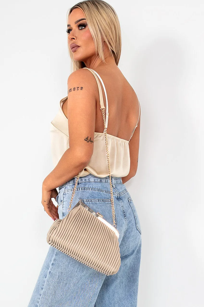 Claudia Stone Faux Leather Pleated Bag sold by Va Va Voom