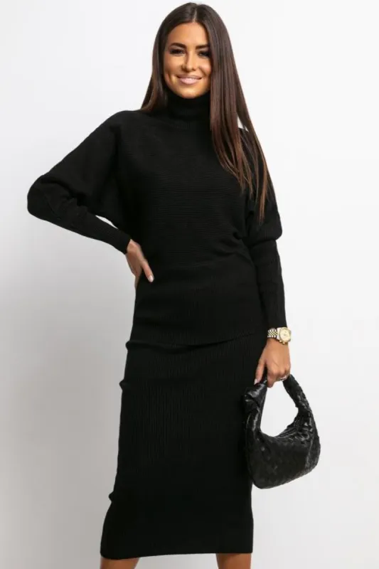 Anita Black Knit Skirt Co Ord sold by Va Va Voom