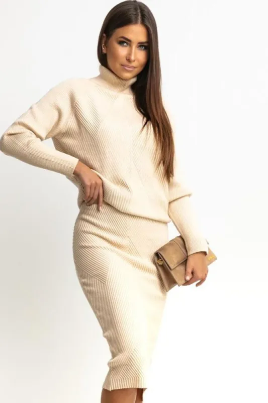 Rosari Stone Knit Skirt Co Ord sold by Va Va Voom