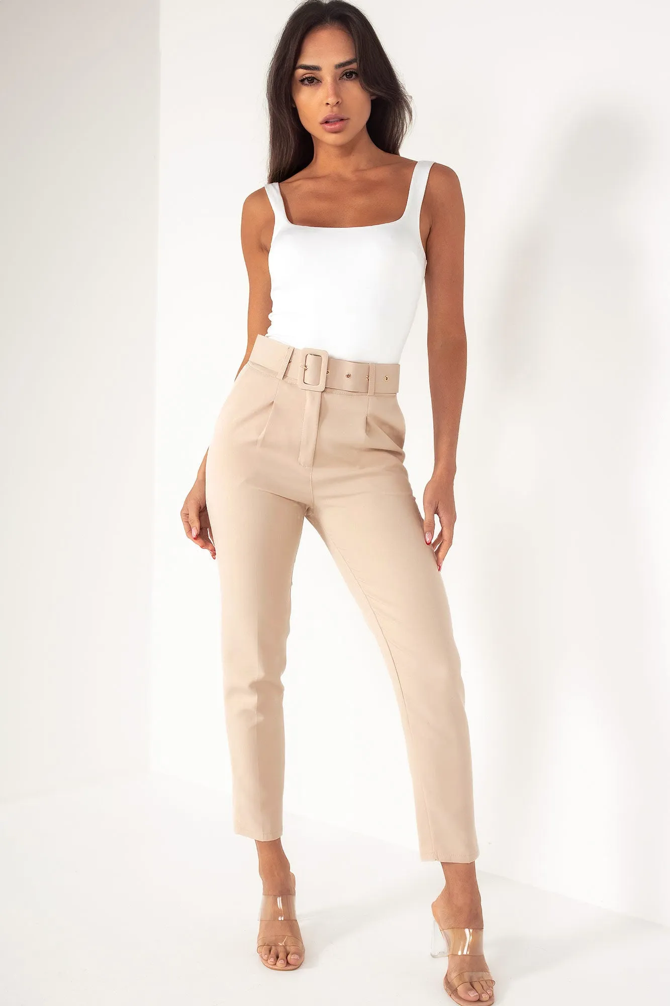 Brinley Stone Belted Cigarette Trousers sold by Va Va Voom