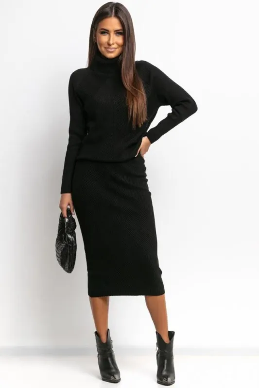 Rosari Black Knit Skirt Co Ord sold by Va Va Voom