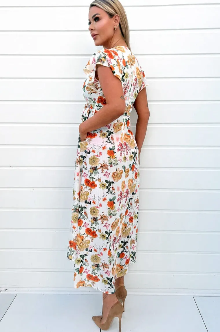 AX Paris Odette Cream Floral Midi Dress sold by Va Va Voom product image thumbnail 2