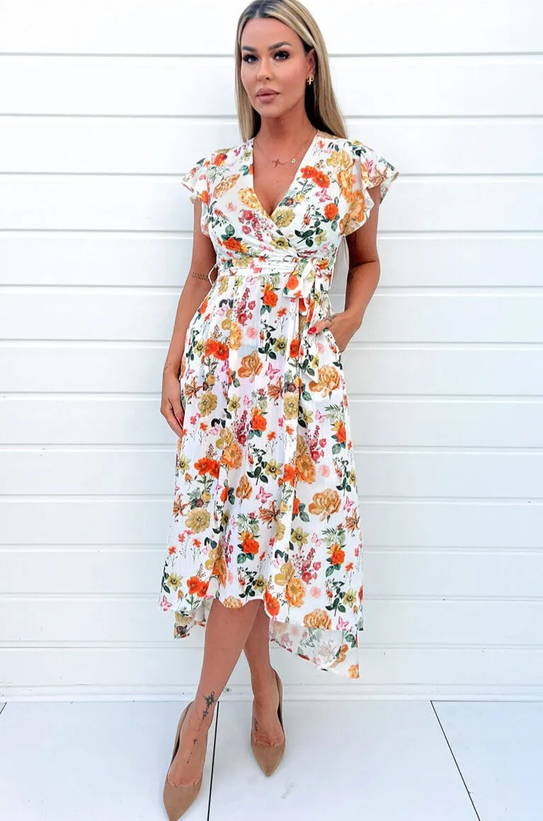 AX Paris Odette Cream Floral Midi Dress sold by Va Va Voom product image thumbnail 4