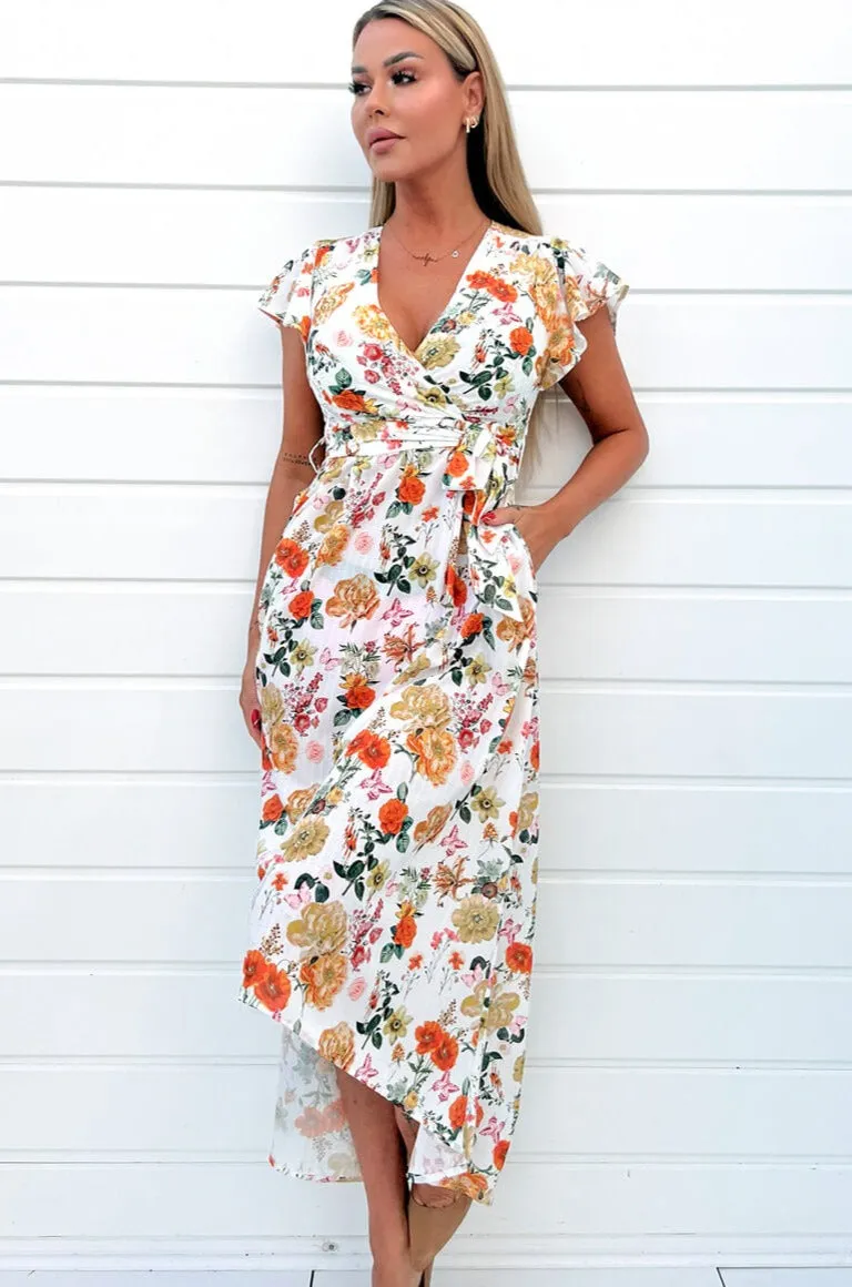 AX Paris Odette Cream Floral Midi Dress sold by Va Va Voom product image thumbnail 3