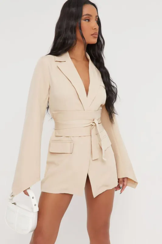 Cassidy Stone Belted Blazer sold by Va Va Voom