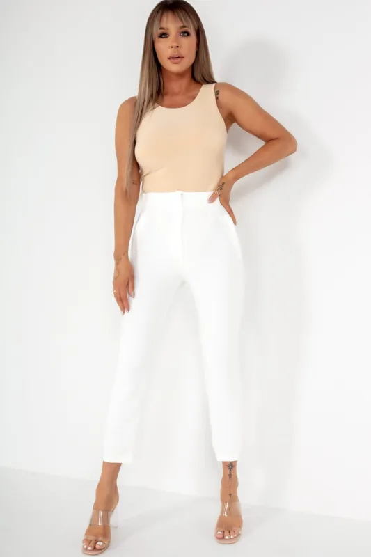 Ohanna White Cigarette High Waist Trousers sold by Va Va Voom