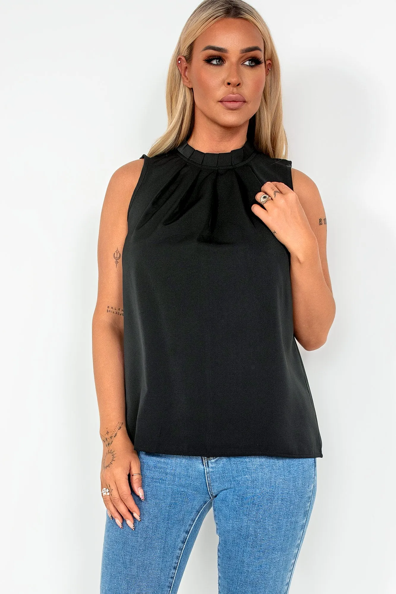 Peyton Black Sleeveless Top sold by Va Va Voom