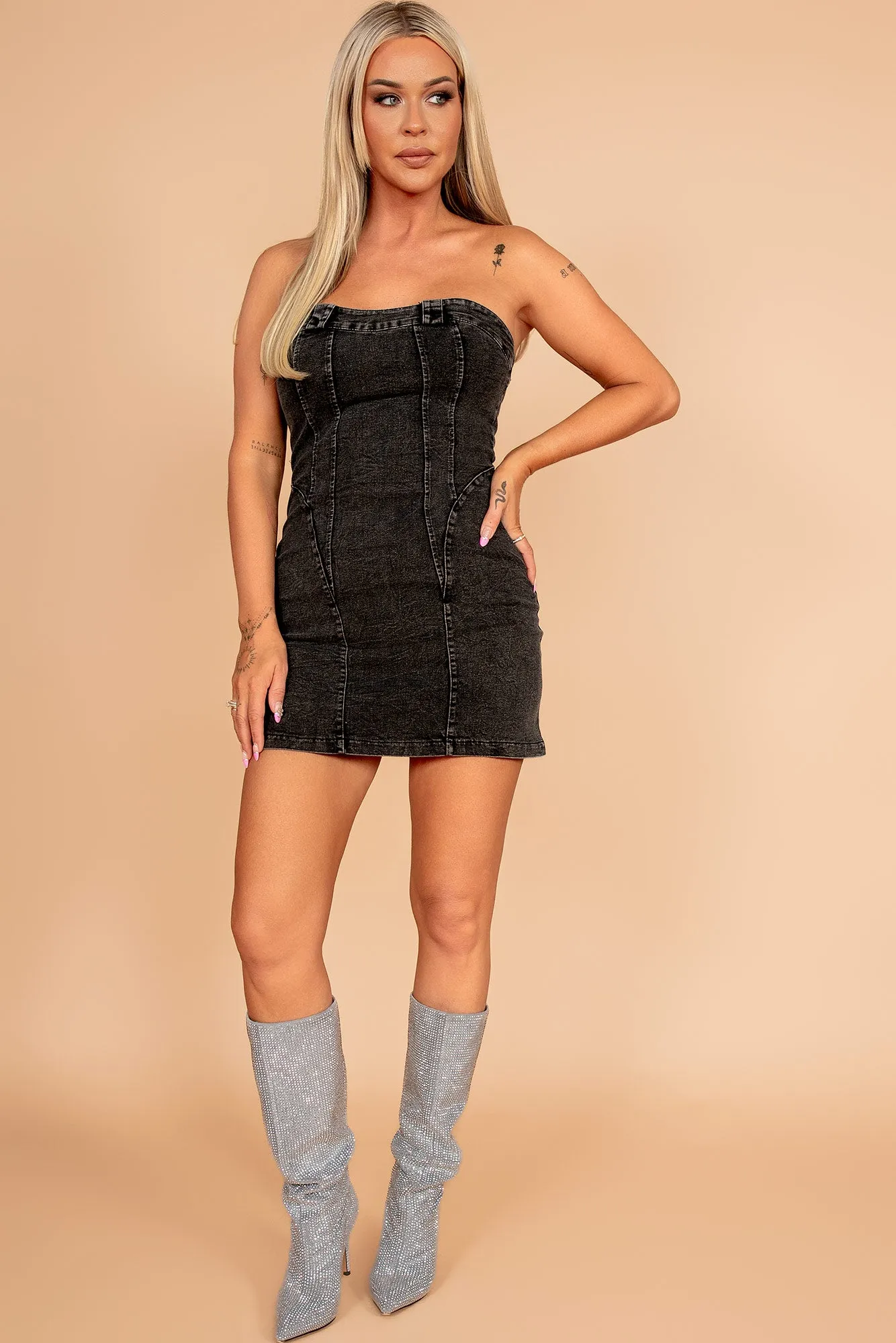 Jayla Black Bandeau Denim Dress sold by Va Va Voom product image thumbnail 4