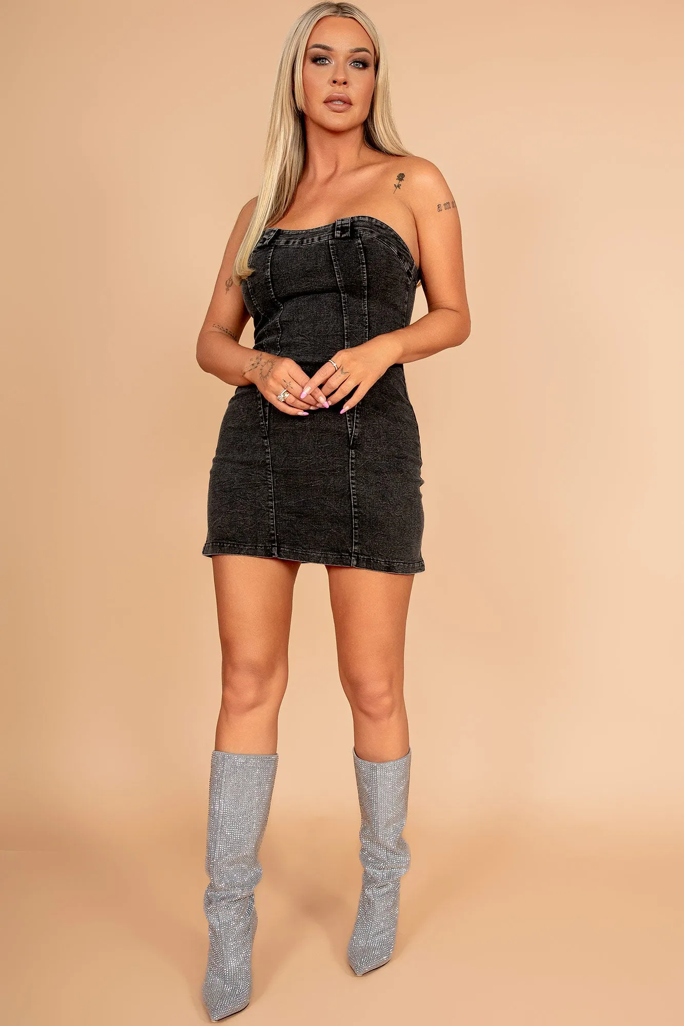 Jayla Black Bandeau Denim Dress sold by Va Va Voom product image thumbnail 5