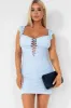 Orinda Blue Mesh Ruched Dress sold by Va Va Voom