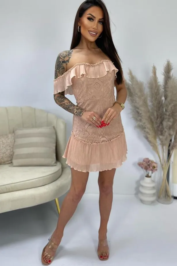 Belen Nude Bardot Print Dress sold by Va Va Voom product image thumbnail 3