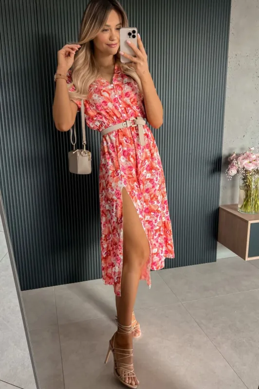 Jessie Pink Floral Midi Dress sold by Va Va Voom