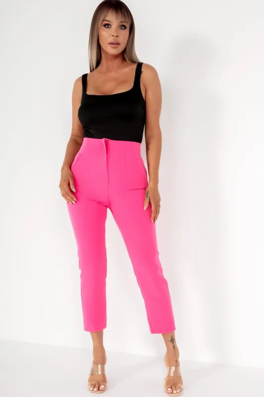 Ohanna Pink Cigarette High Waist Trousers sold by Va Va Voom