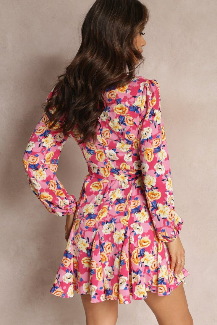Savannah Pink Floral Belted Dress sold by Va Va Voom product image thumbnail 2