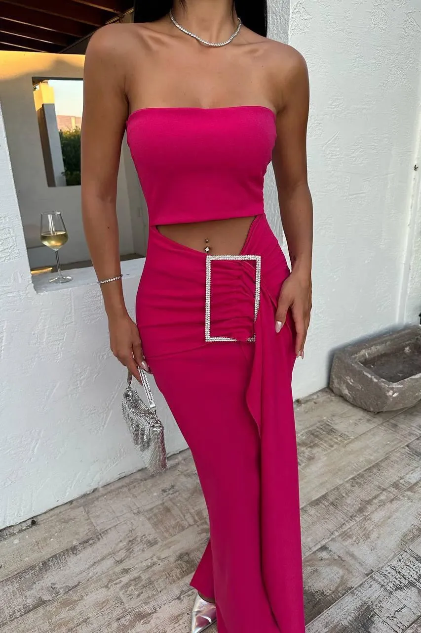 Valeska Pink Bandeau Diamante Buckle Dress sold by Va Va Voom