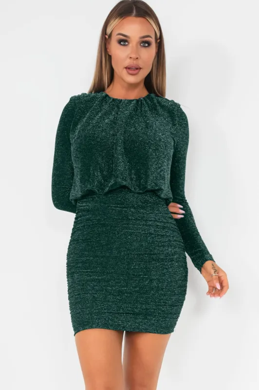 AX Paris Ciara Teal Glitter Dress sold by Va Va Voom