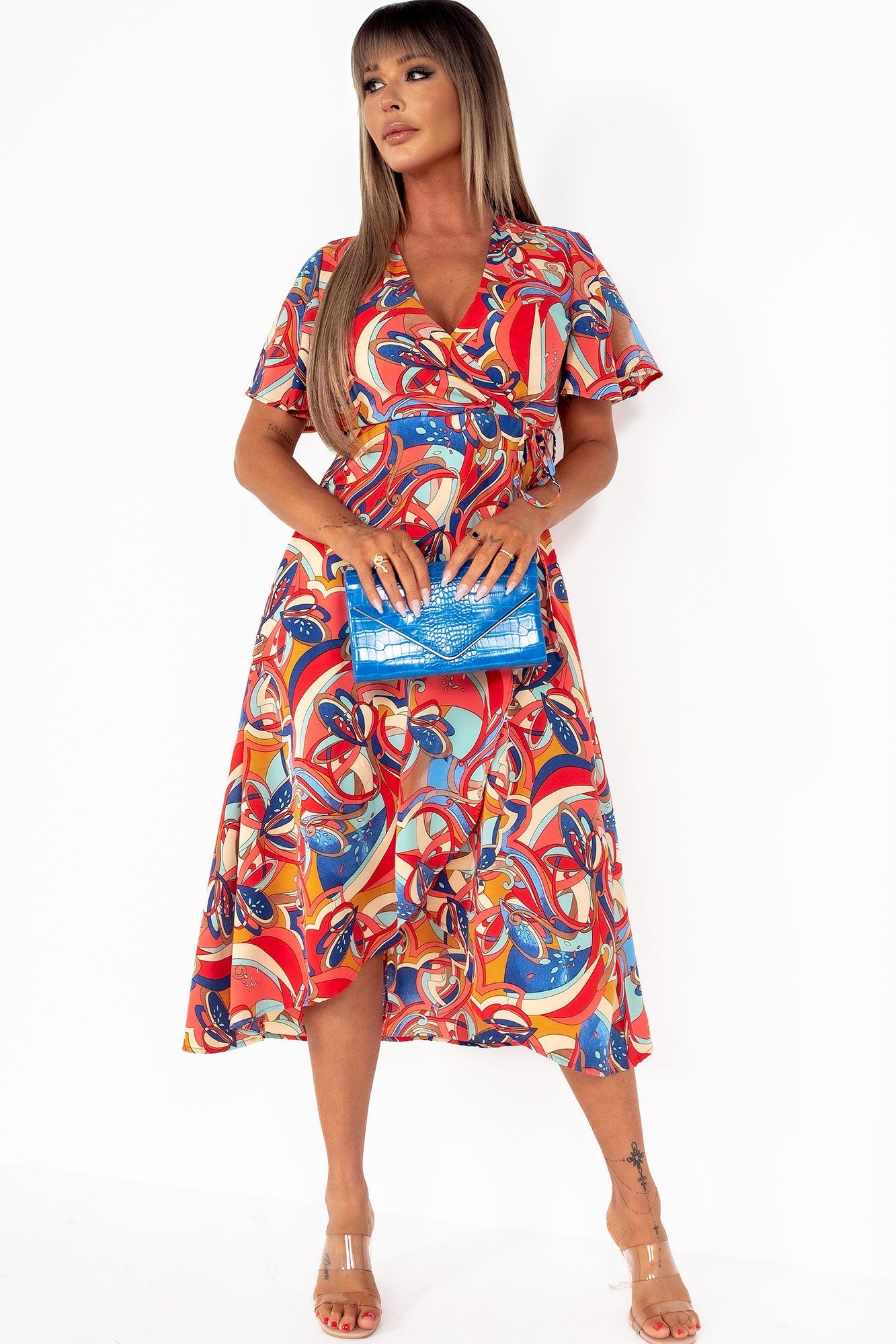 AX Paris Esme Multi Printed Wrap Dress sold by Va Va Voom product image thumbnail 4