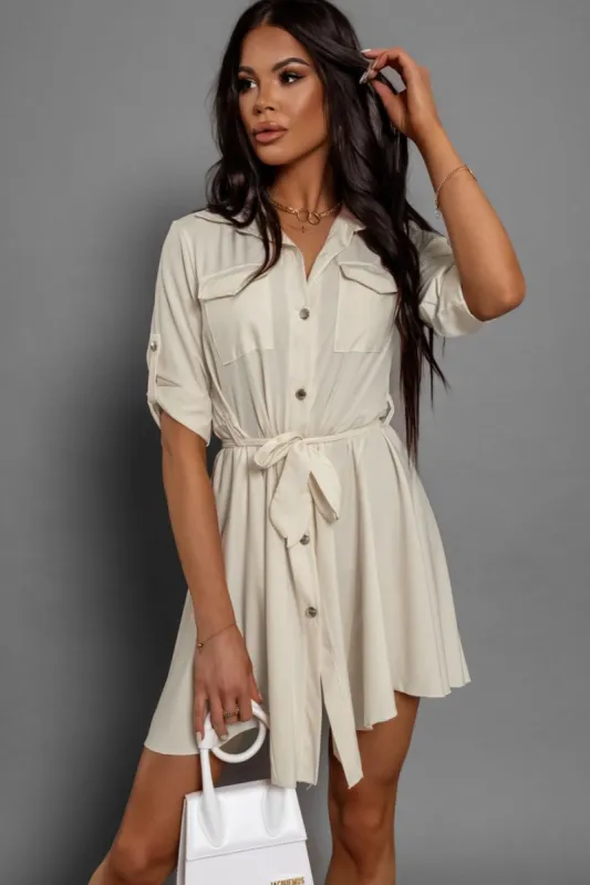 Neve Stone Belted Shirt Dress sold by Va Va Voom