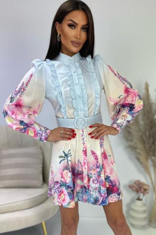 Carol Cream Floral Shirt Dress sold by Va Va Voom product image thumbnail 4