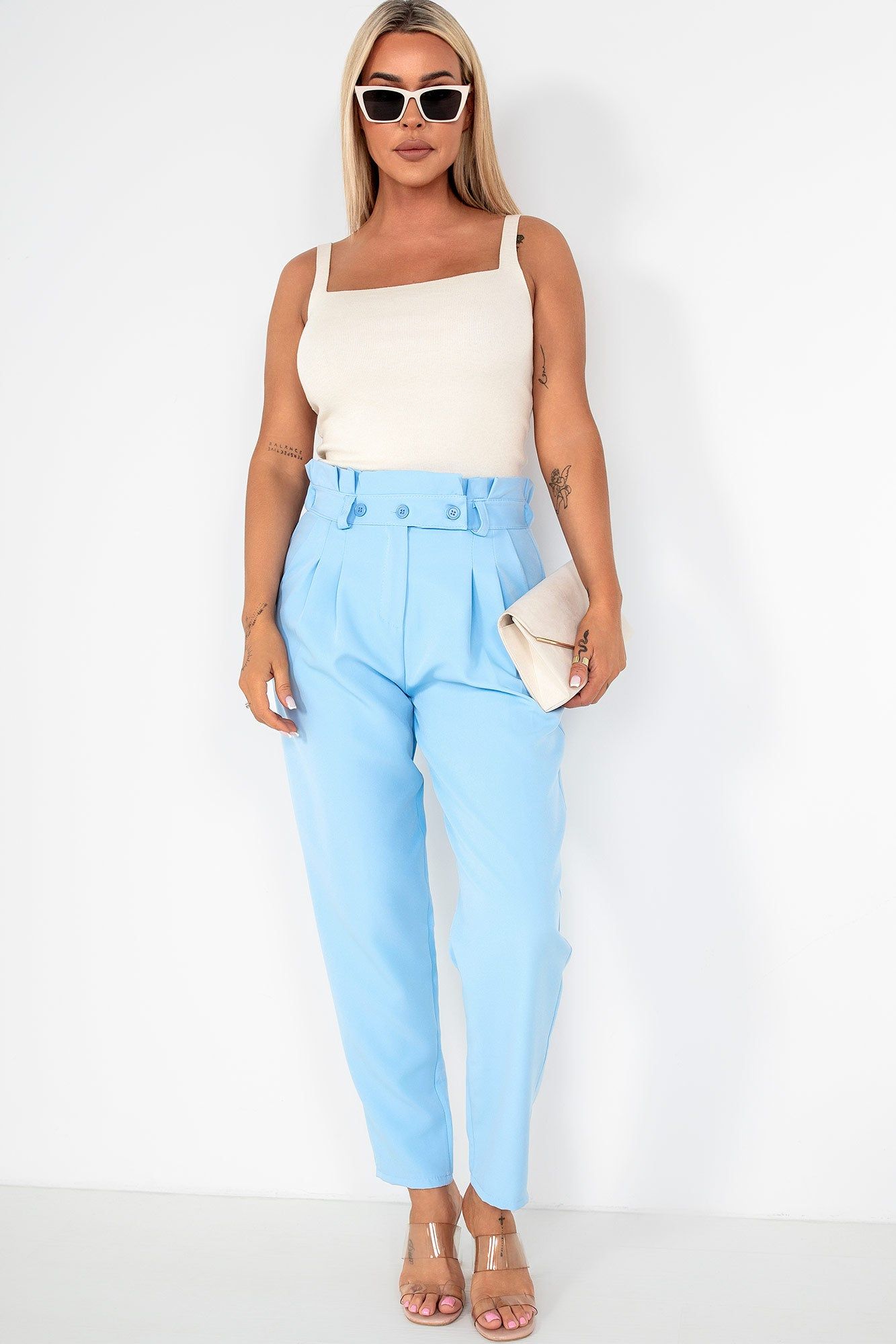 Remy Baby Blue High Waist Trousers sold by Va Va Voom product image thumbnail 3