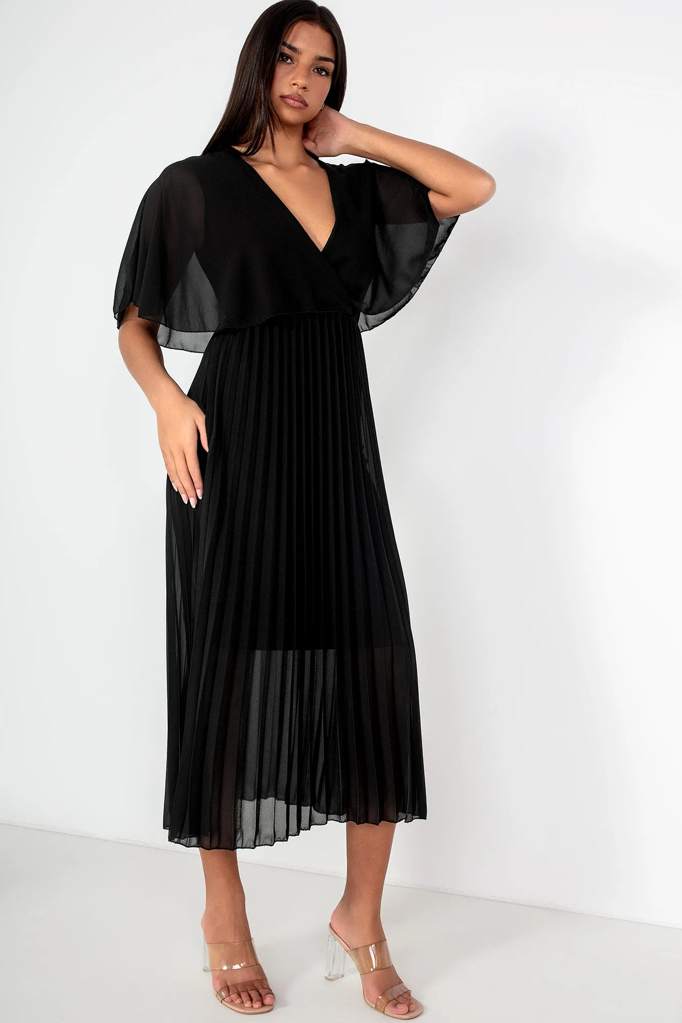 Katalina Black Chiffon Pleated Dress sold by Va Va Voom product image thumbnail 3