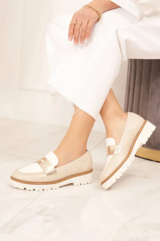 Etta Stone Faux Leather Loafers sold by Va Va Voom