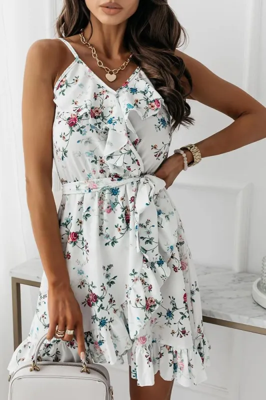 Zia Red Rose Print Chiffon Dress sold by Va Va Voom