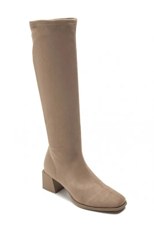 Shoila Taupe Suedette Boots sold by Va Va Voom