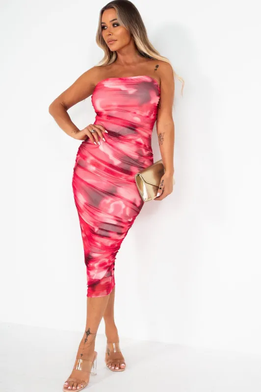 Allison Fuchsia Mesh Print Dress sold by Va Va Voom
