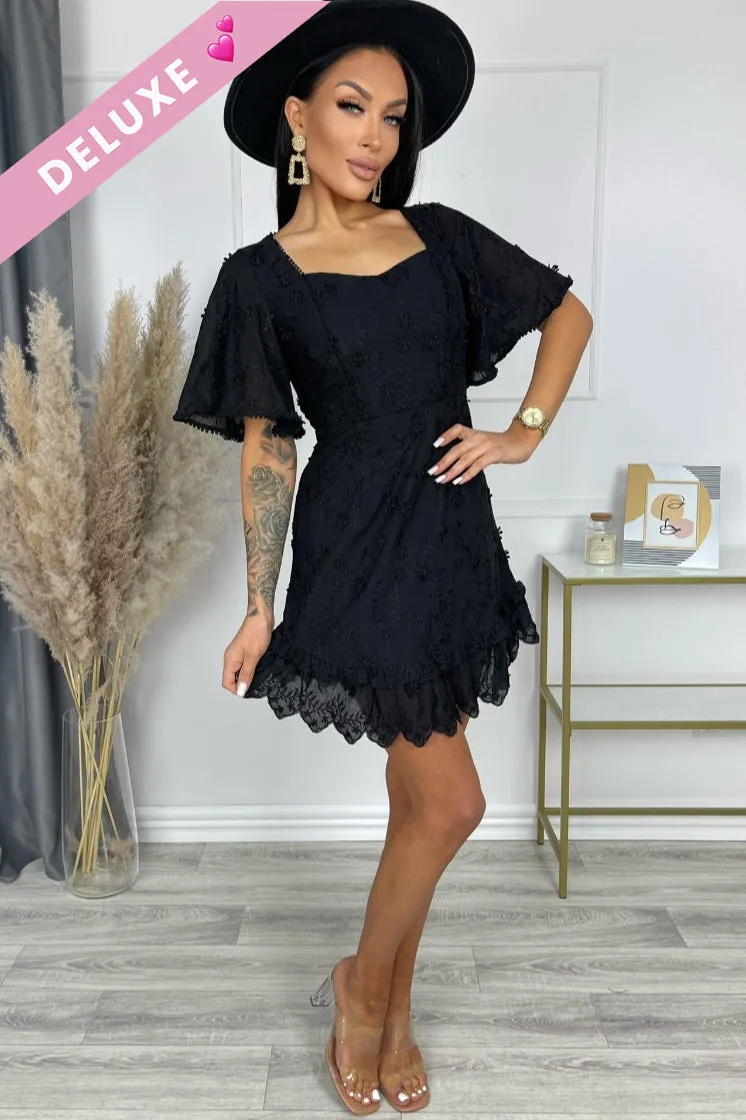 Rosella Black Embroidered Dress sold by Va Va Voom