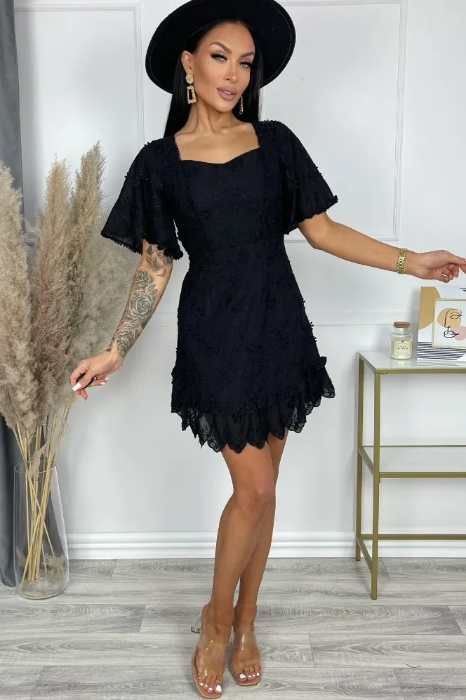 Rosella Black Embroidered Dress sold by Va Va Voom product image thumbnail 3