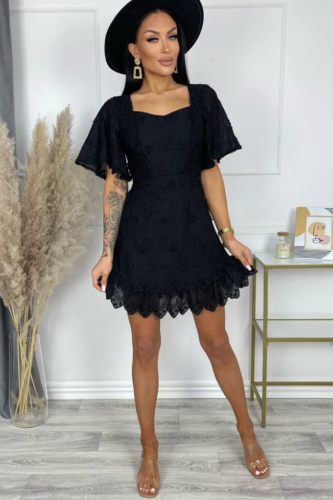 Rosella Black Embroidered Dress sold by Va Va Voom product image thumbnail 4