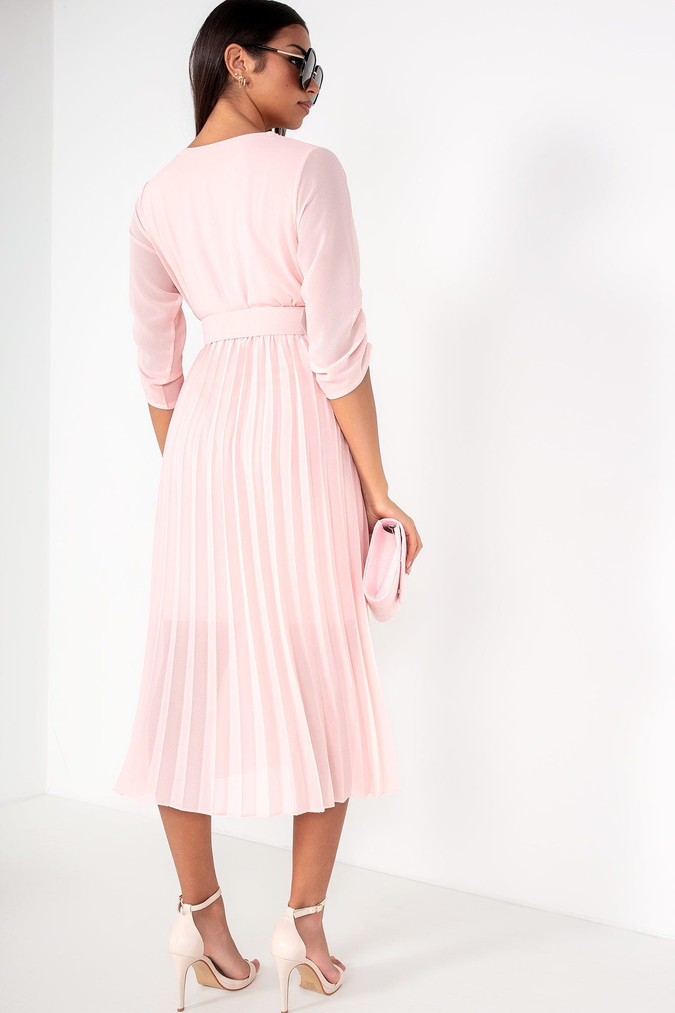 Uliana Pale Pink Chiffon Pleated Dress sold by Va Va Voom product image thumbnail 2