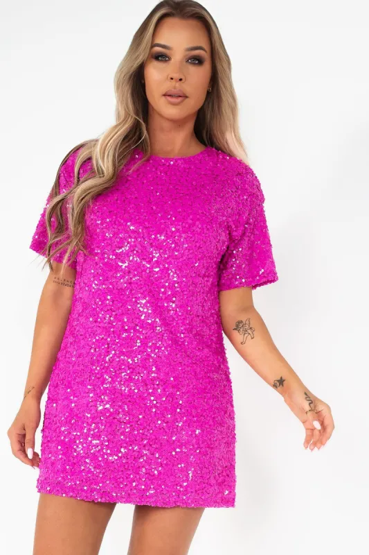 slim fit dress slacks River Green Sequin Shirt Dress – Girl In Mind main image 1