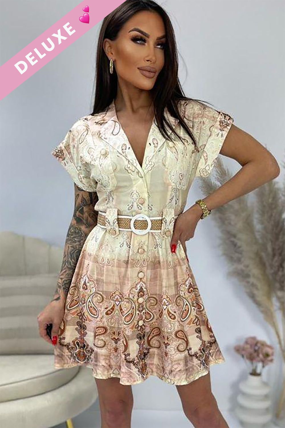 Fiona Cream Paisley Shirt Dress sold by Va Va Voom