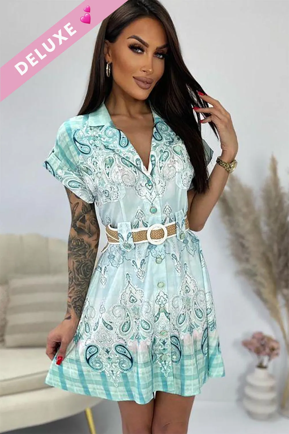 Fiona Green Paisley Shirt Dress sold by Va Va Voom
