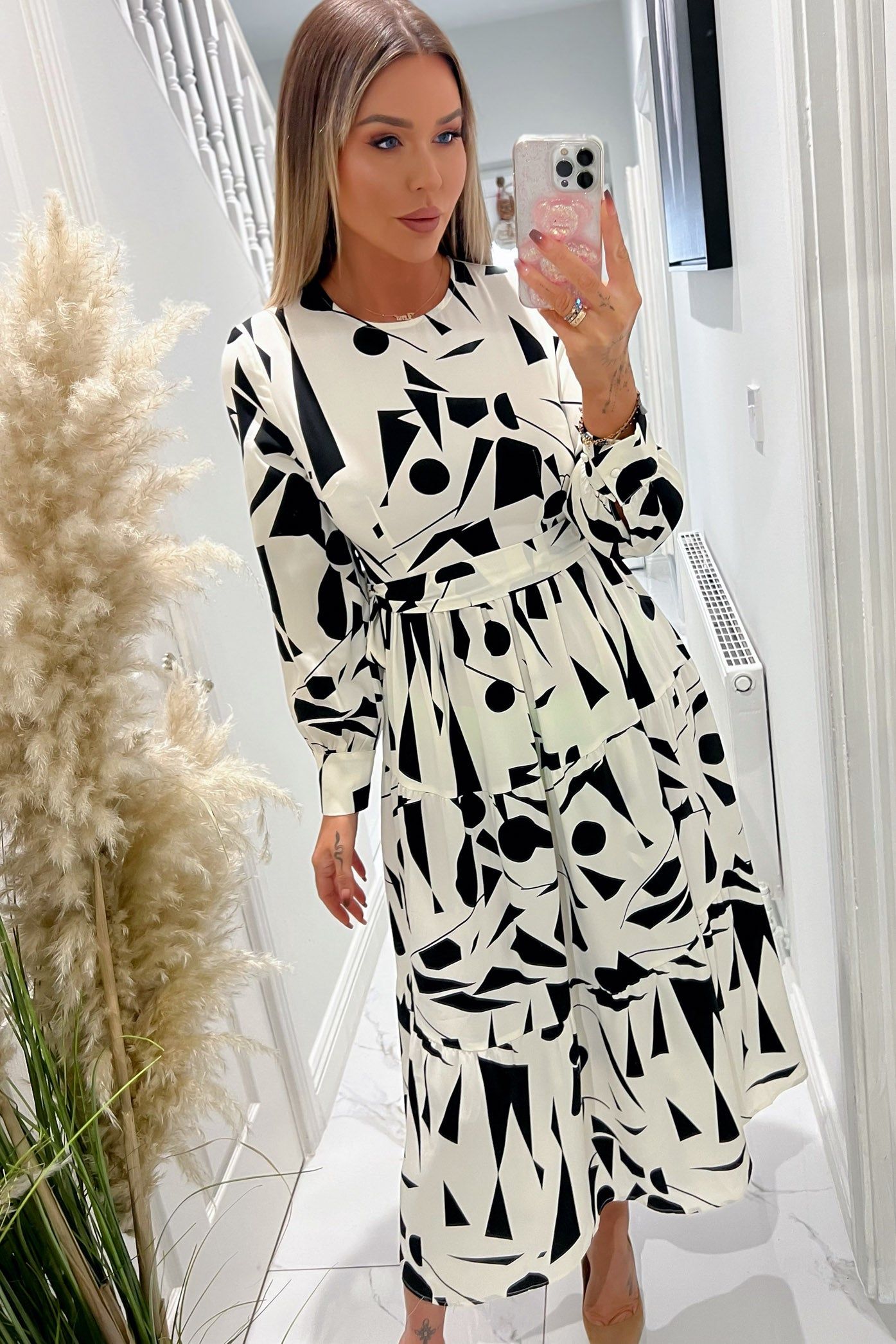 Girl In Mind Angelina Monochrome Printed Dress sold by Va Va Voom