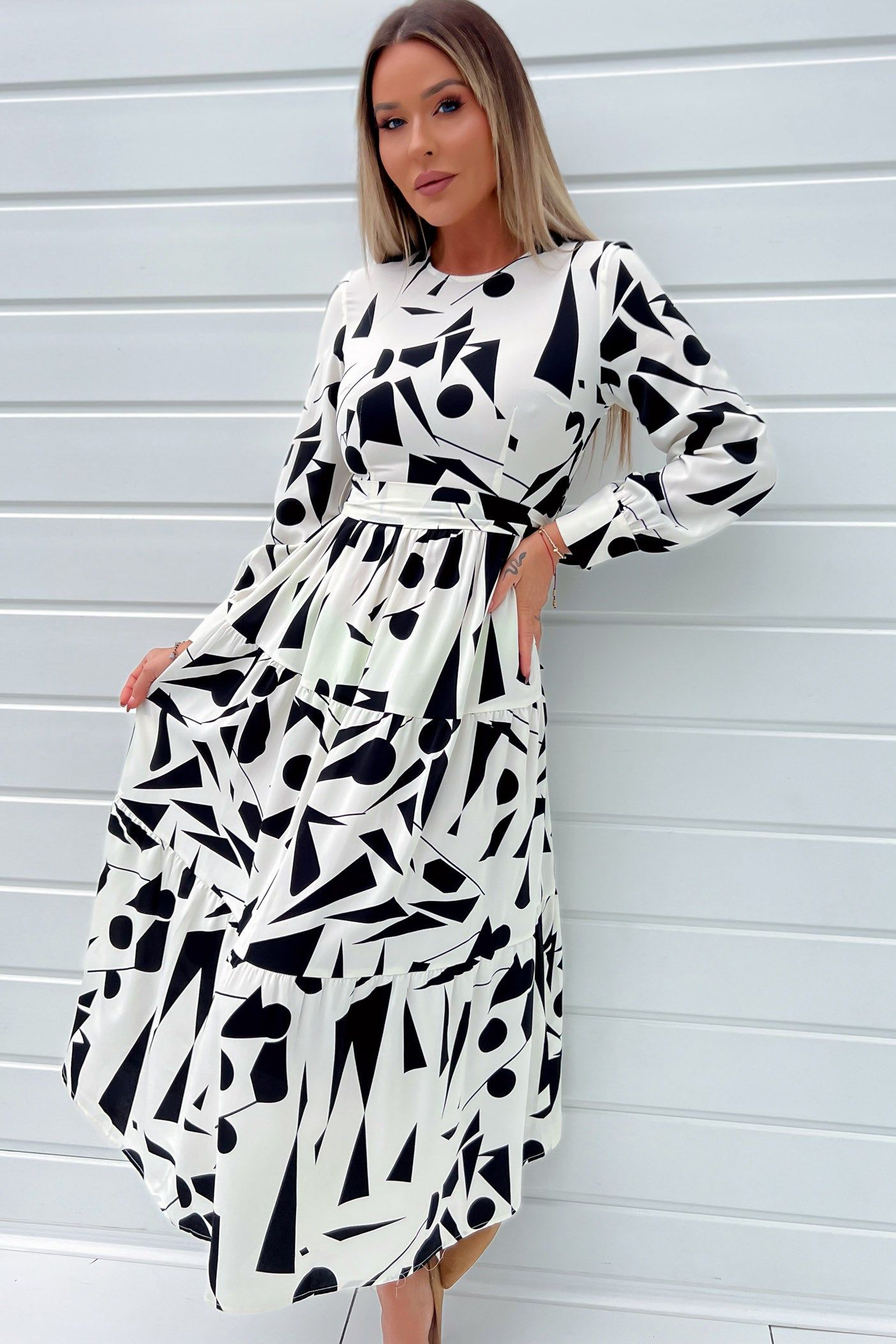Girl In Mind Angelina Monochrome Printed Dress sold by Va Va Voom product image thumbnail 3