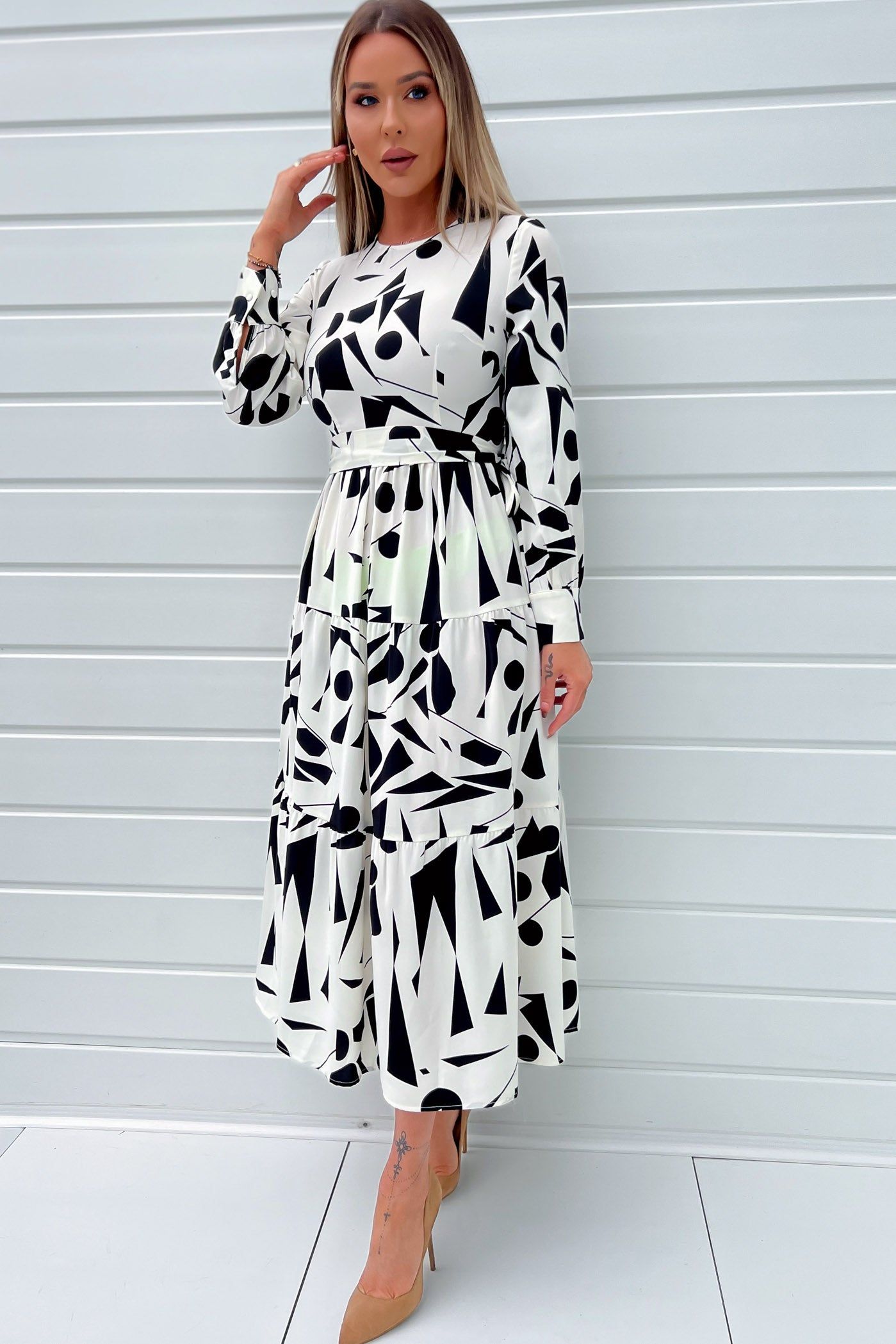 Girl In Mind Angelina Monochrome Printed Dress sold by Va Va Voom product image thumbnail 4
