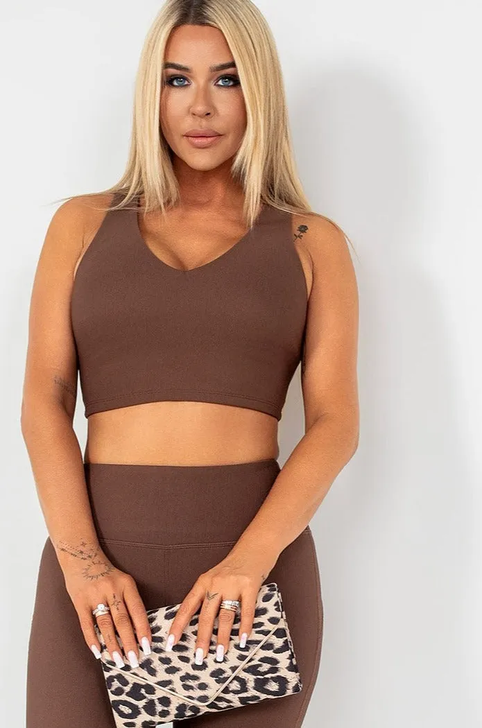 Arabella Chocolate Ribbed Crop Top sold by Va Va Voom