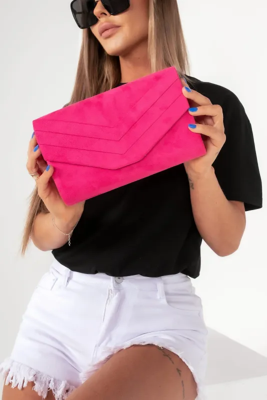 Stella Fuchsia Suedette Clutch Bag sold by Va Va Voom