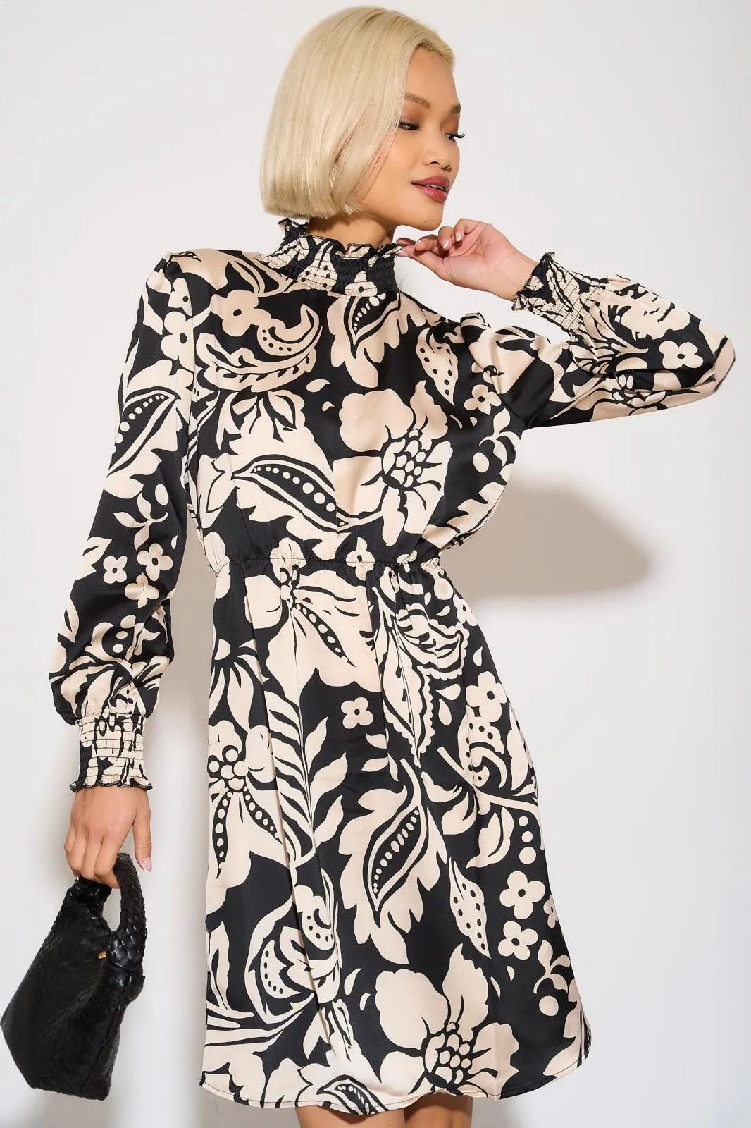 Isadora Champagne Satin Print Dress sold by Va Va Voom product image thumbnail 5