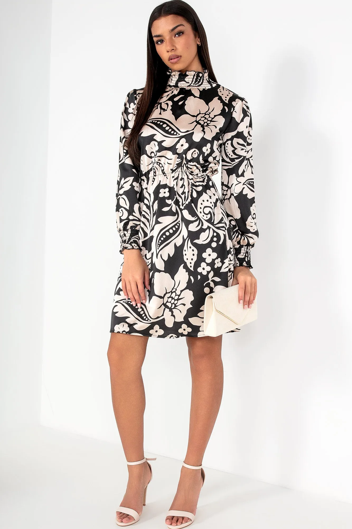 Isadora Champagne Satin Print Dress sold by Va Va Voom product image thumbnail 4