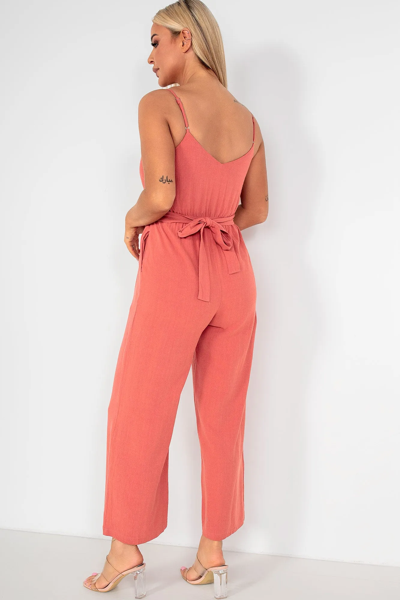 Cathy Rust Linen Jumpsuit sold by Va Va Voom product image thumbnail 2