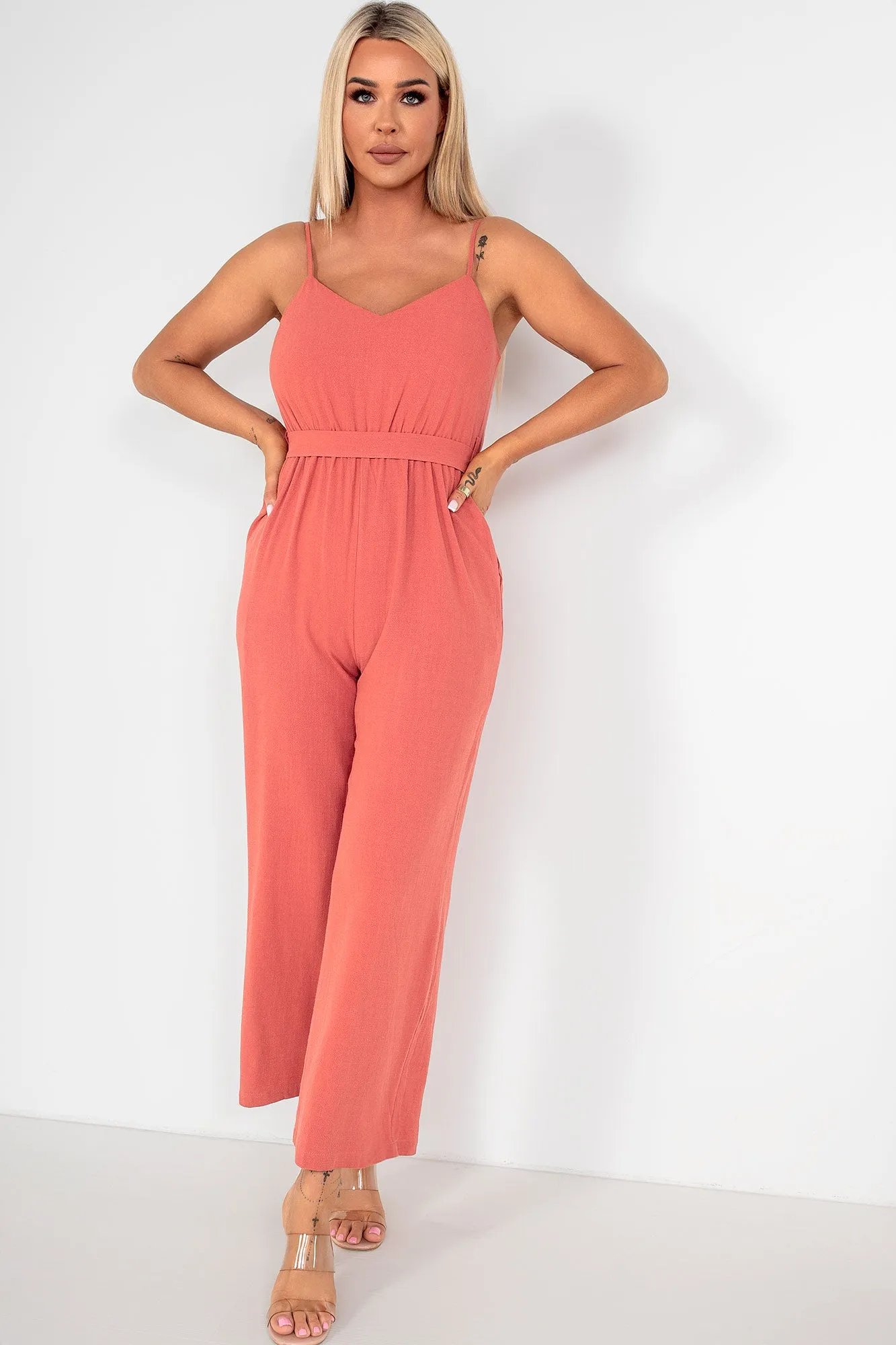 Cathy Rust Linen Jumpsuit sold by Va Va Voom product image thumbnail 4
